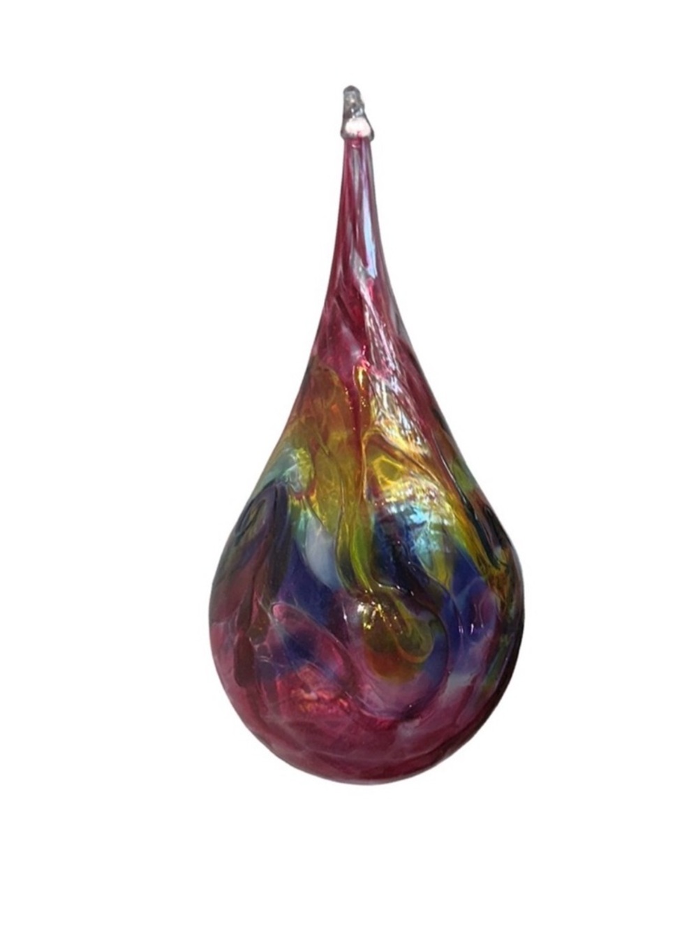 Sunrise Glassworks Hand Blown Art Glass Teardrop Ornament Swirl Decor 11in - Picture 4 of 5